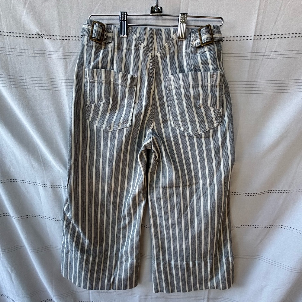 Pilcro Wide-Leg Striped Linen Blend Pants in Gray and White - Picture 3 of 7